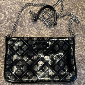 kate spade Black and Silver Heart Pattern Crossbody Bag